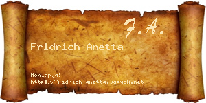 Fridrich Anetta névjegykártya